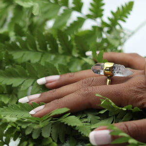 Brandberg Amethyst Quartz brass ring