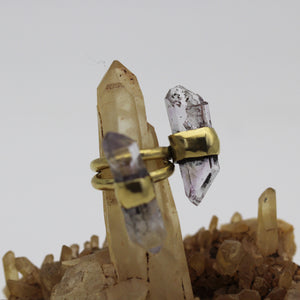 Brandberg Amethyst Quartz brass ring