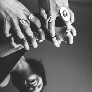 Raw Cowrie silver dipped Ring